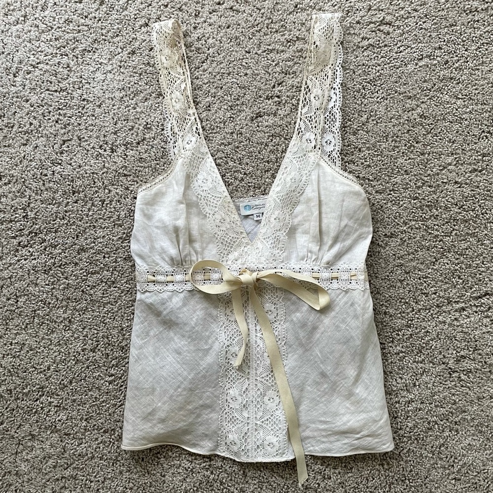 miguelina lace white and cream top